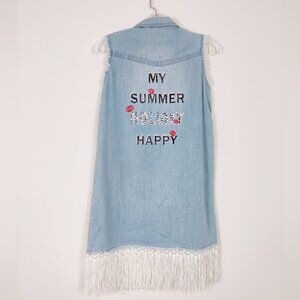 Cache Womens Medium Sleeveless Shirt Denim Dress